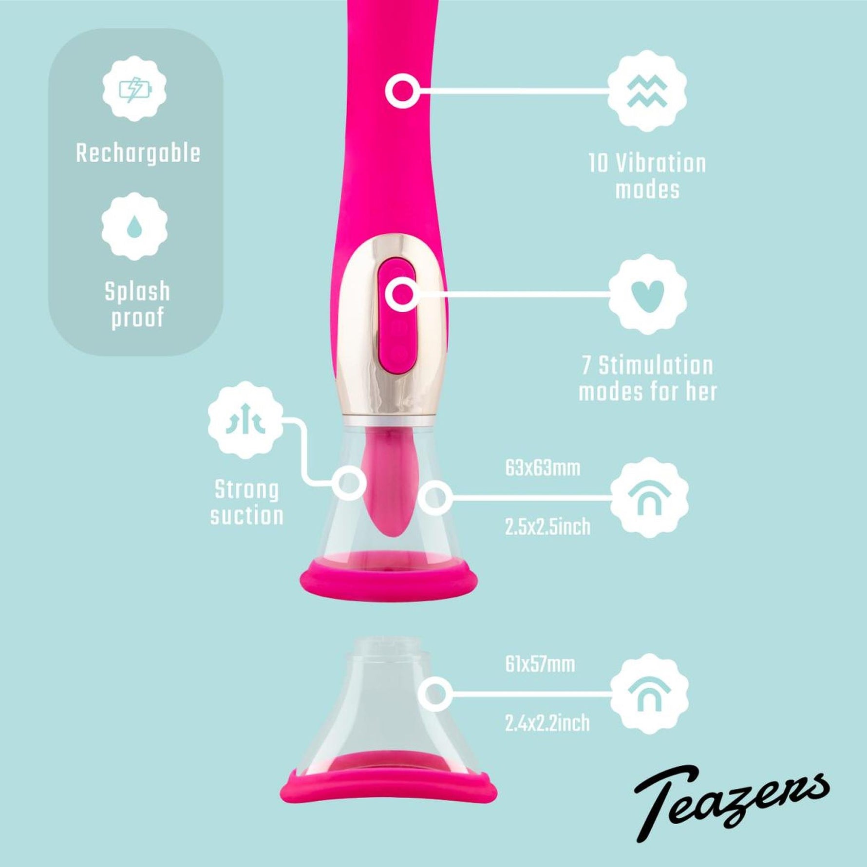 Pompă vibratoare Teazers roz cu USB pentru punct G