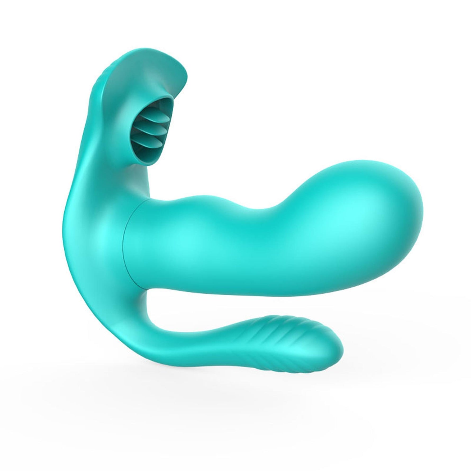 Stimulator clitoridian triplu USB verde, seria B, cu limbă și drăguț
