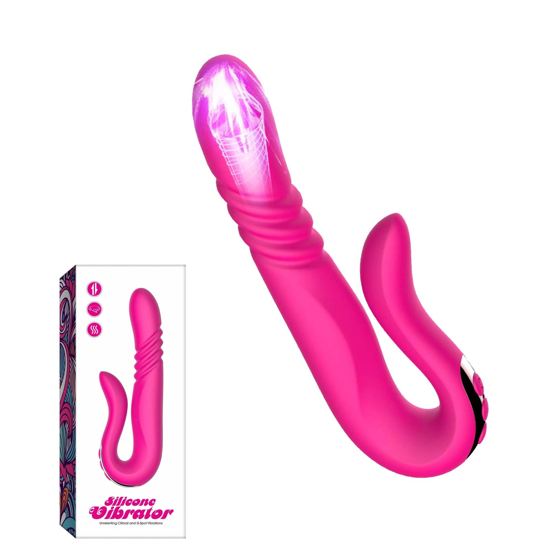 Vibrator USB Thrust pentru punctul G, seria B, roșu și drăguț