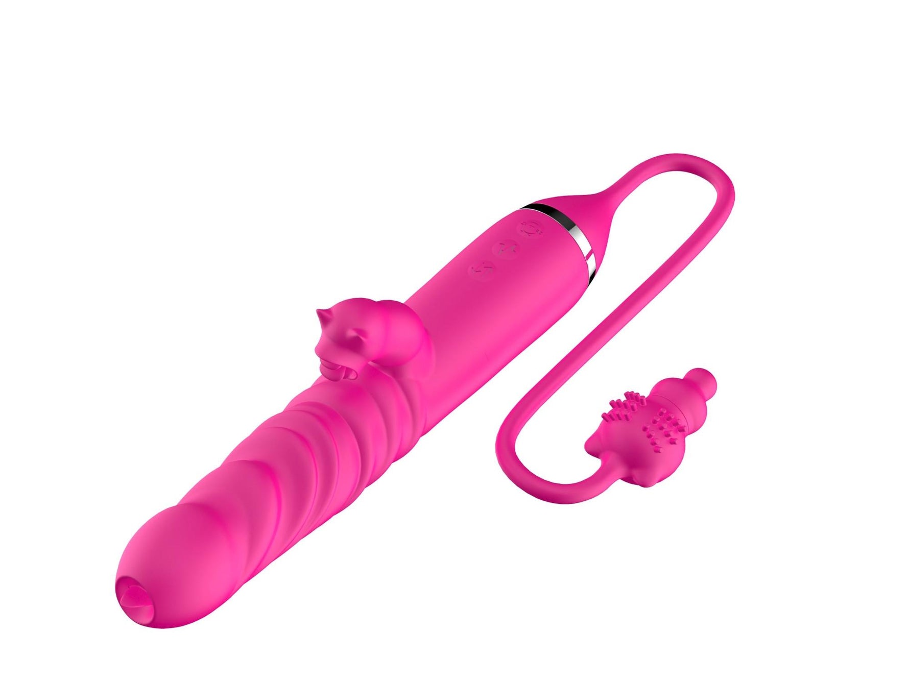 Vibrator cu triplă stimulare, seria B, drăguț, pentru lingerea vibratoarelor, Thrust