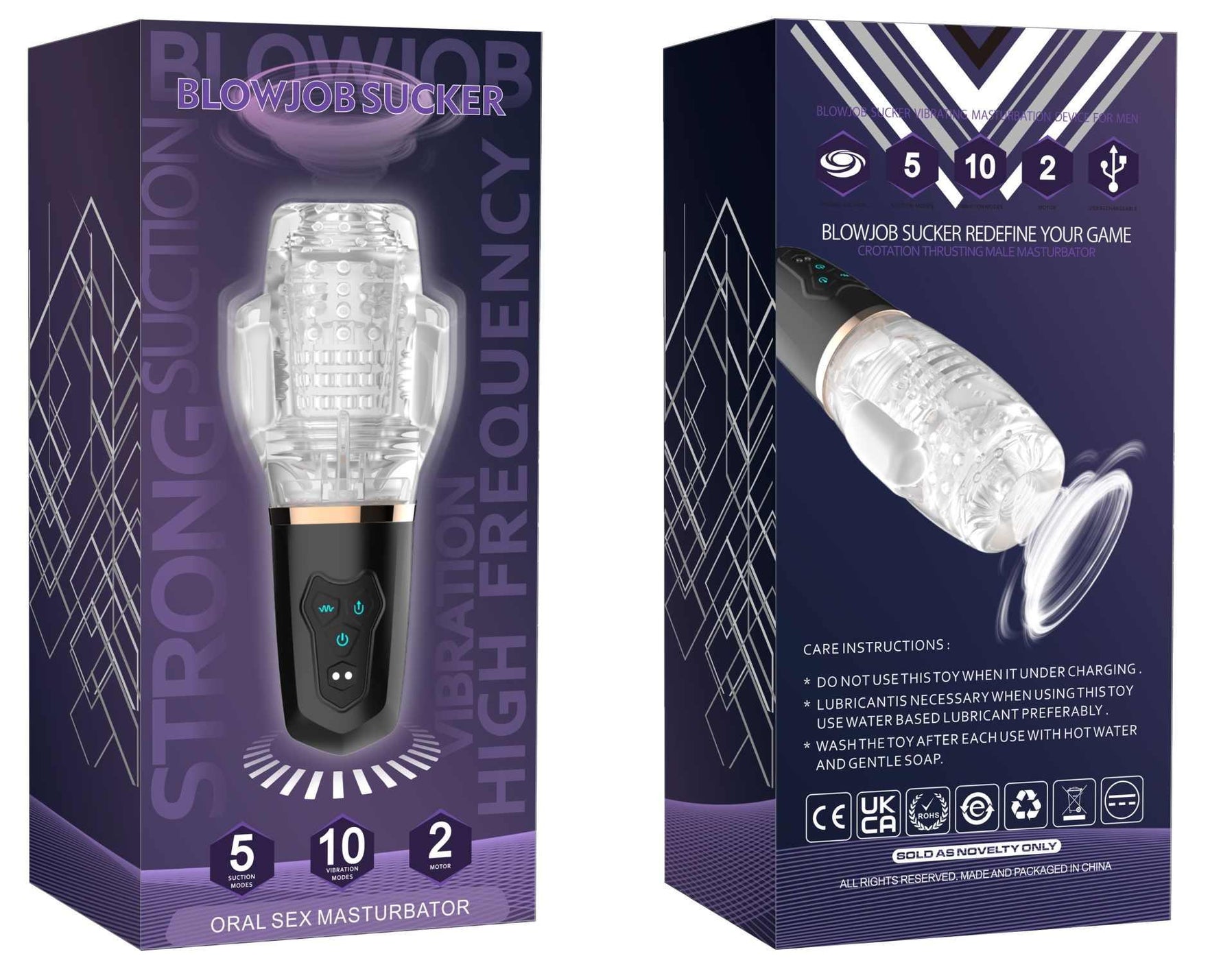 Masturbator vibrant USB drăguț din seria B, cu aspirare rapidă