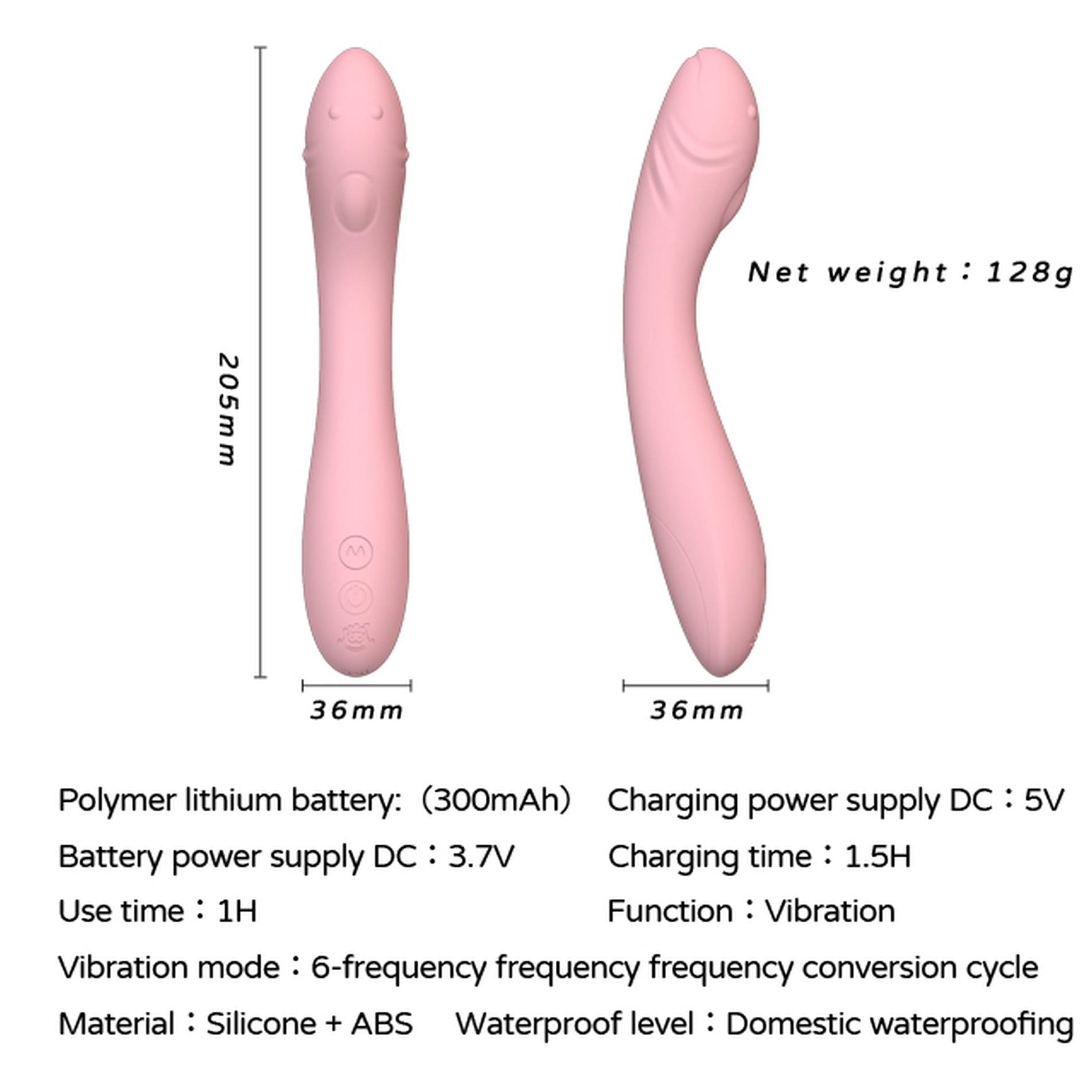 Vibrator pentru punctul G din silicon roz, drăguț, rezistent la apă, seria B