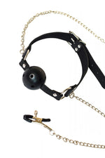 Lola Games Ball Gag cu cleme pentru mameloane 61 cm impermeabile