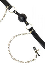 Lola Games Ball Gag cu cleme pentru mameloane 61 cm impermeabile
