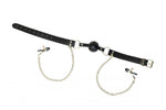 Lola Games Ball Gag cu cleme pentru mameloane 61 cm impermeabile