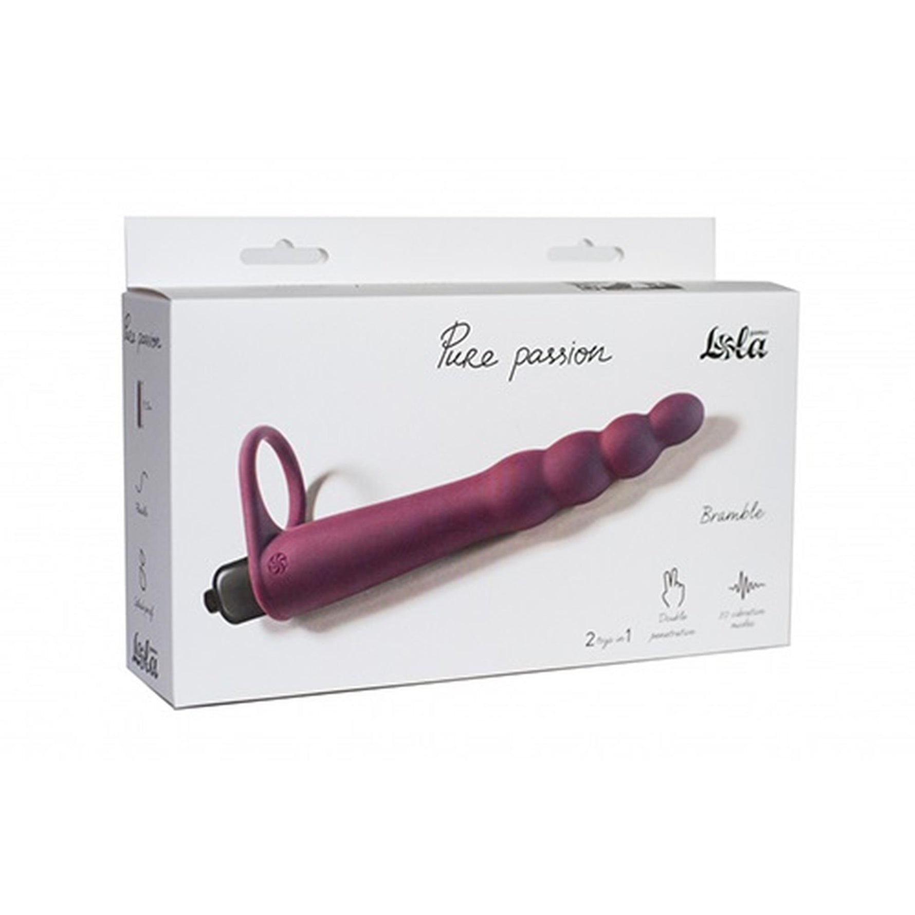 Penis vibrant cu bandă strap-on din silicon bordo Pure Passion 16 cm