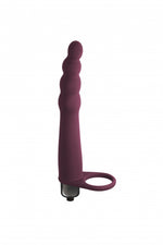 Penis vibrant cu bandă strap-on din silicon bordo Pure Passion 16 cm