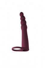 Penis vibrant cu bandă strap-on din silicon bordo Pure Passion 16 cm