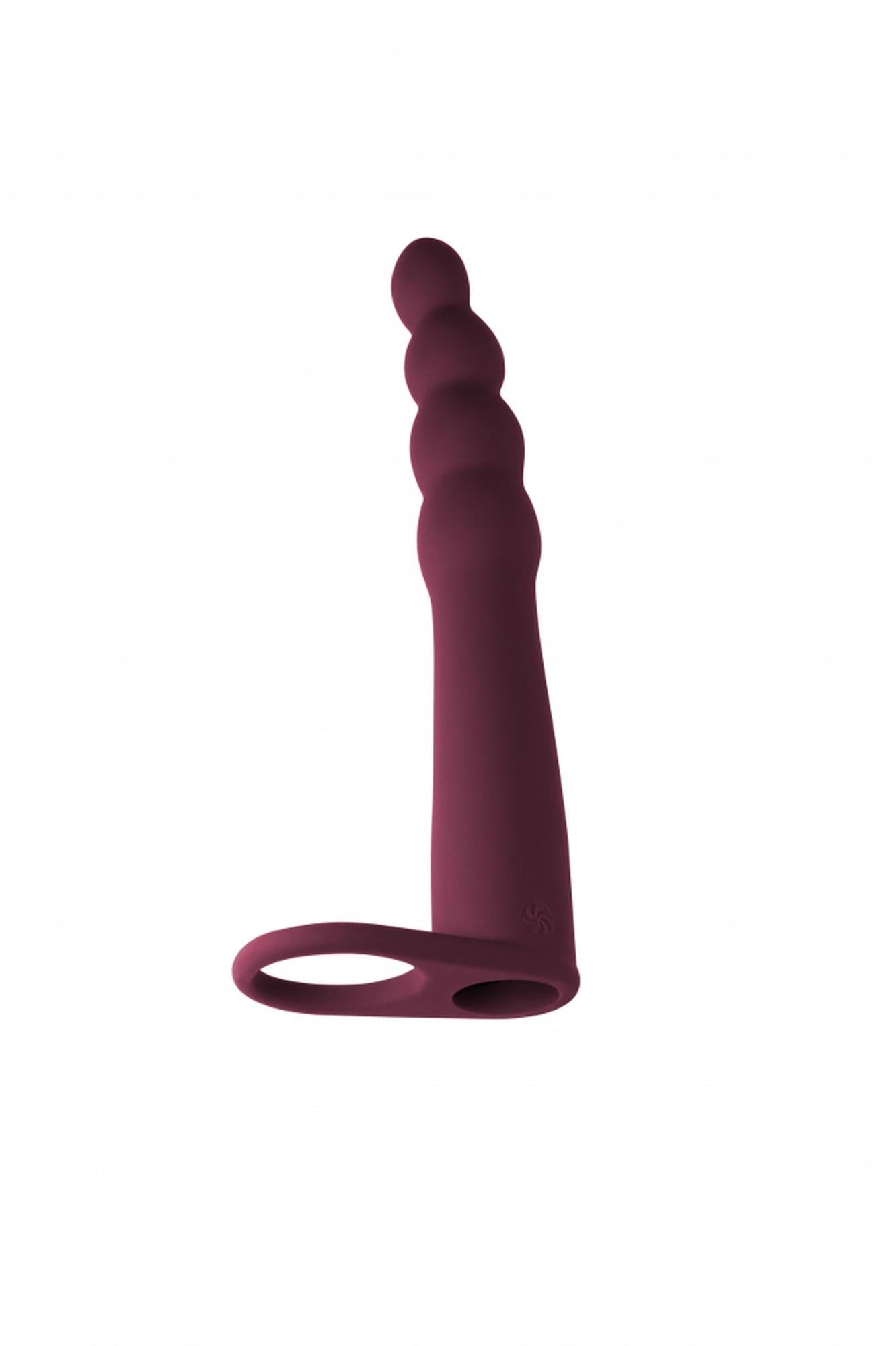 Penis vibrant cu bandă strap-on din silicon bordo Pure Passion 16 cm