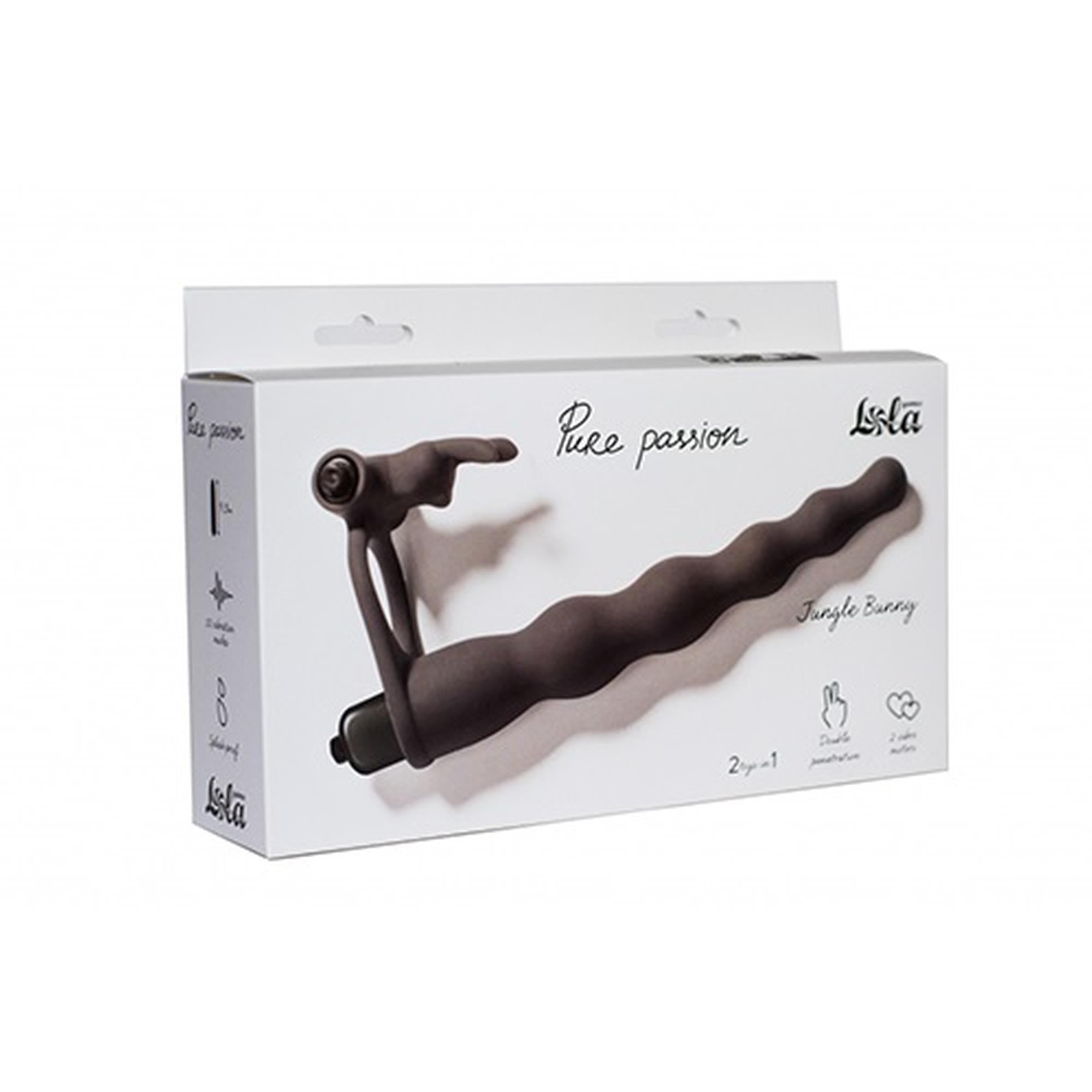 Penis curea din silicon Pure Passion Jungle Bunny negru 16,5 cm