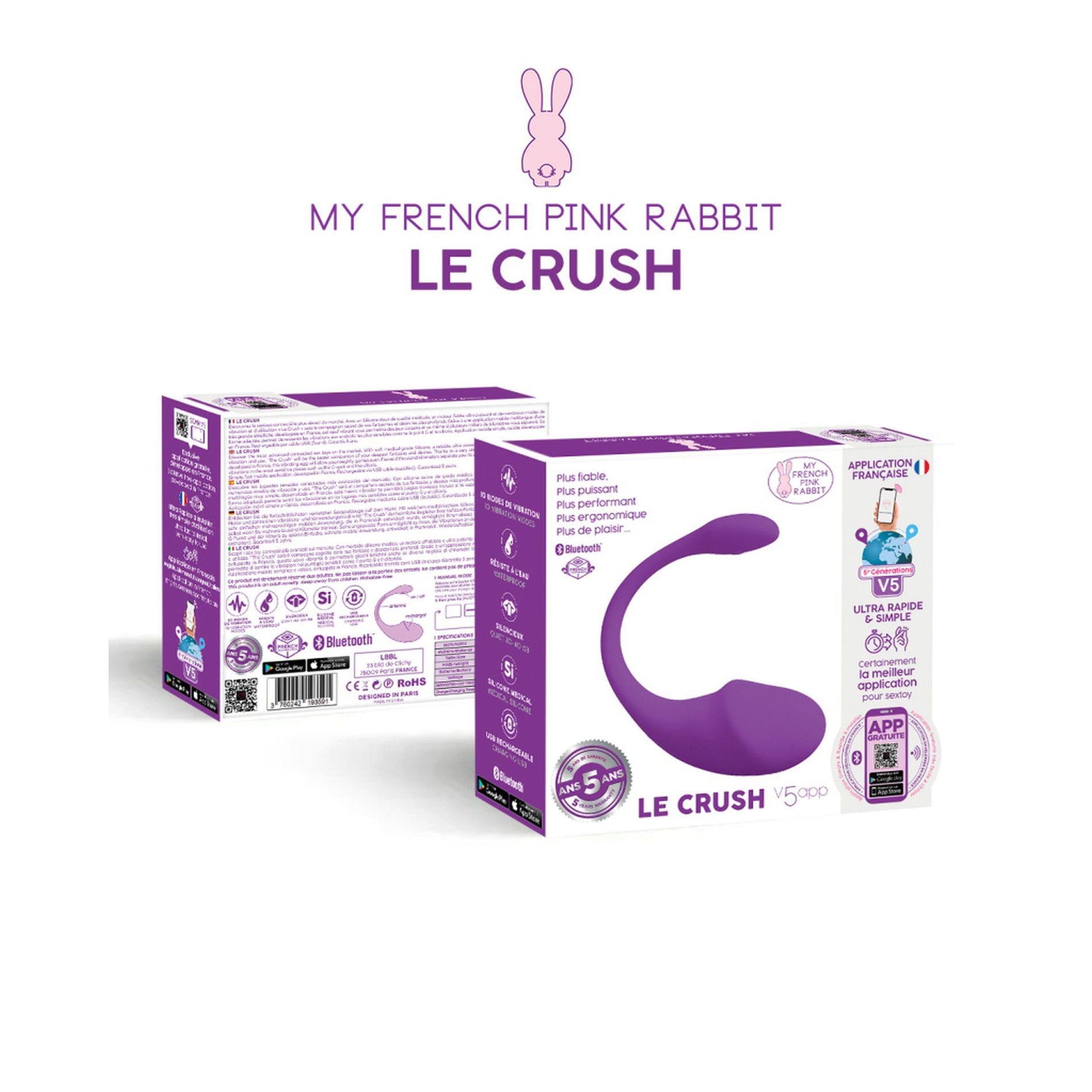 Ou vibrant Le Crush violet cu aplicație USB