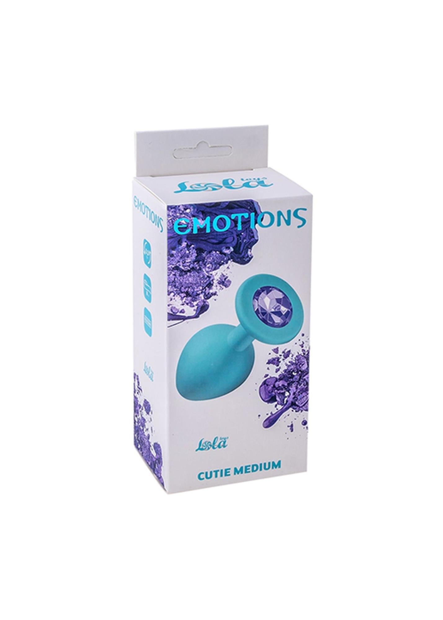Plug anal din silicon Emotions Cutie, mediu, turcoaz, cu cristal