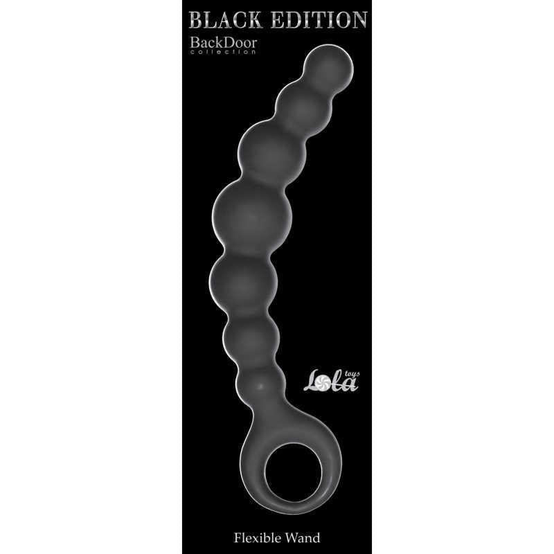 Lanț anal din silicon Lola Toys, negru, 18 cm