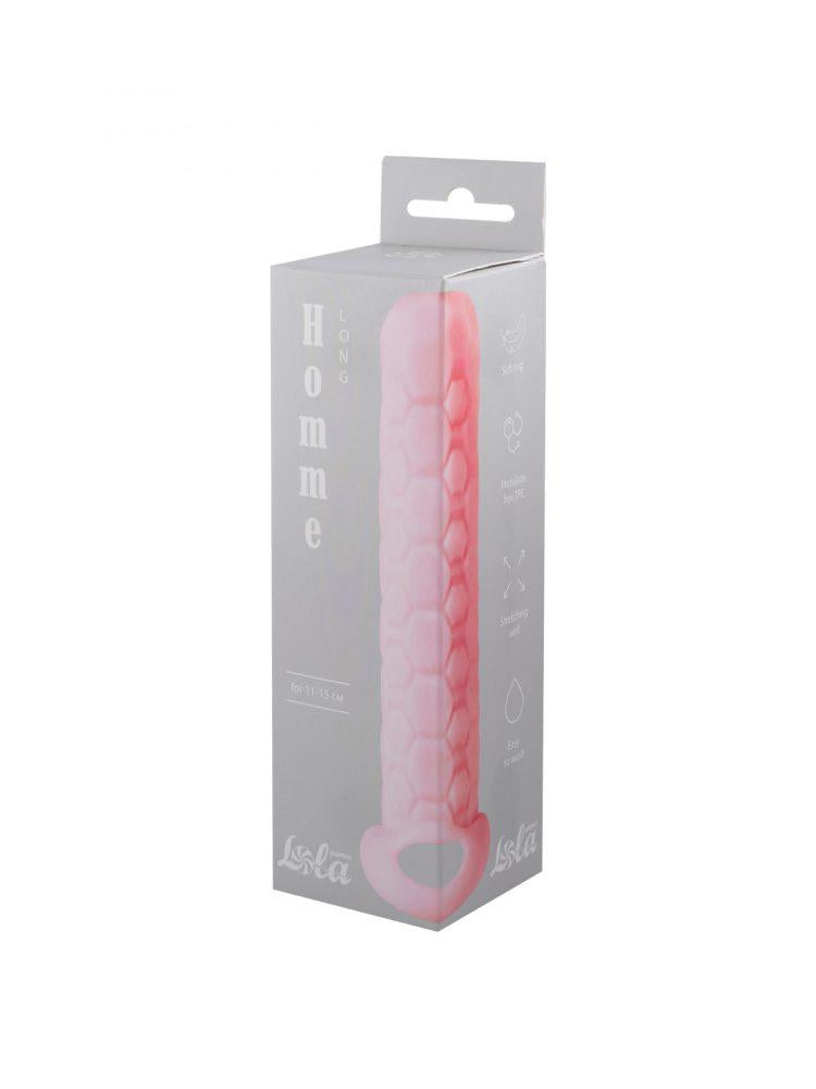 Extensie de penis lungă pentru bărbați, roz, TPE, 15,5 cm