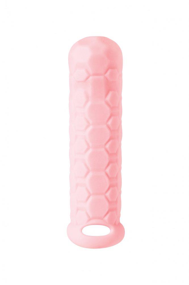 Extensie de penis lungă pentru bărbați, roz, TPE, 15,5 cm
