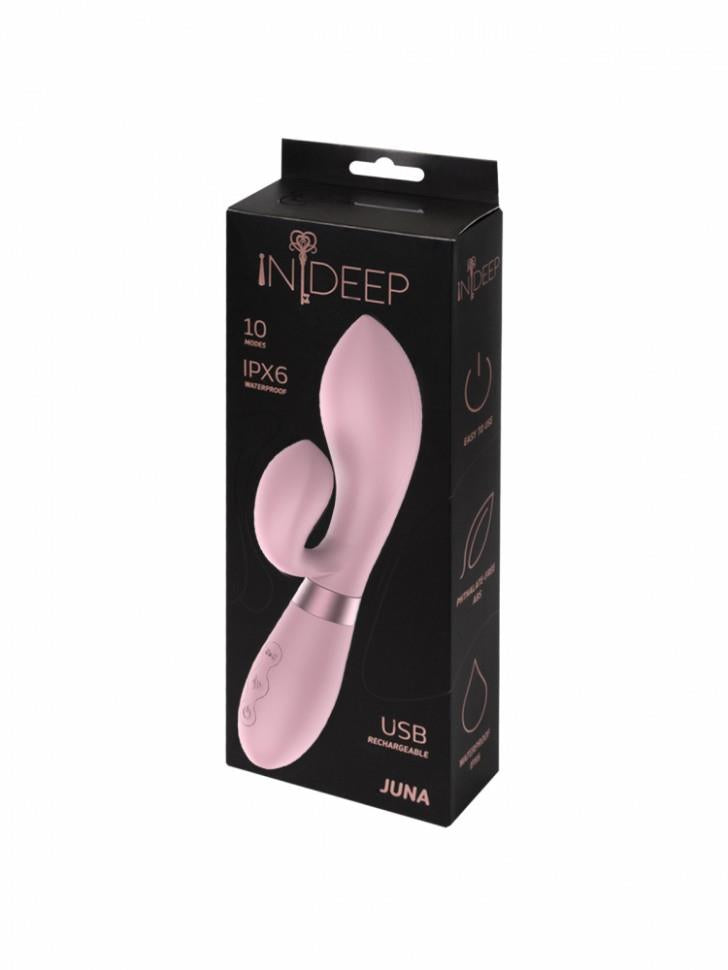 Vibrator Indeep Juna din silicon, roz, USB, 21,5 cm