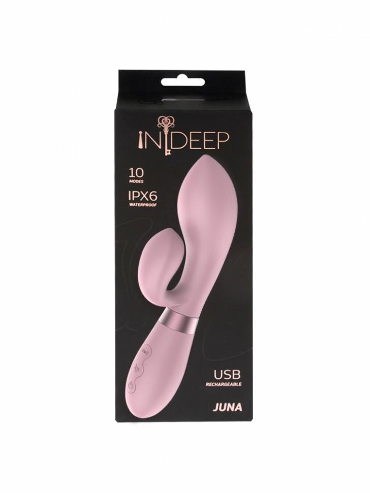 Vibrator Indeep Juna din silicon, roz, USB, 21,5 cm