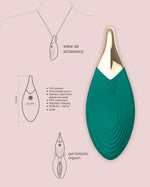 Colier vibrator Liberty Leaf Mini din silicon verde