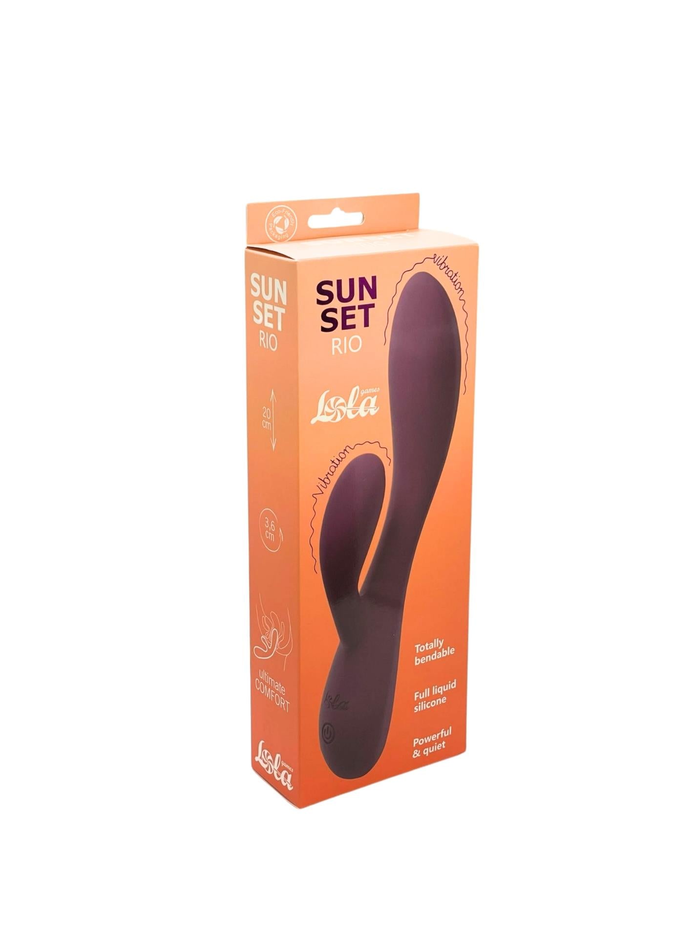 Vibrator USB Rio Sunset din silicon, formă de iepuraș, 20 cm