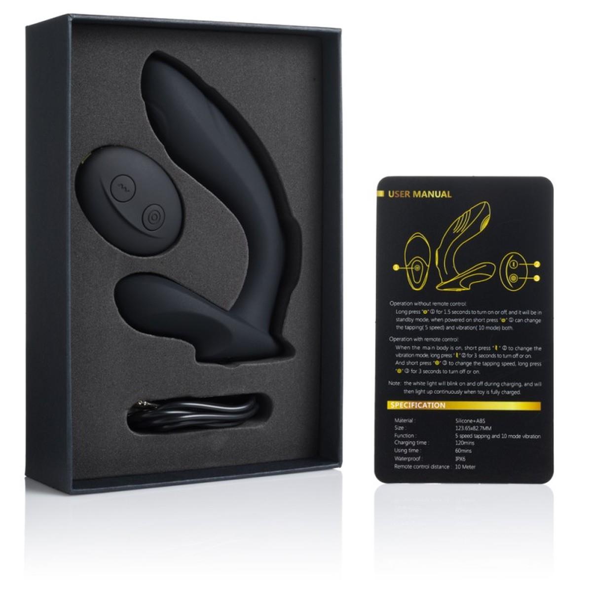 Masaj de prostată din silicon Rebel INTY Toys cu telecomandă USB, 10 moduri