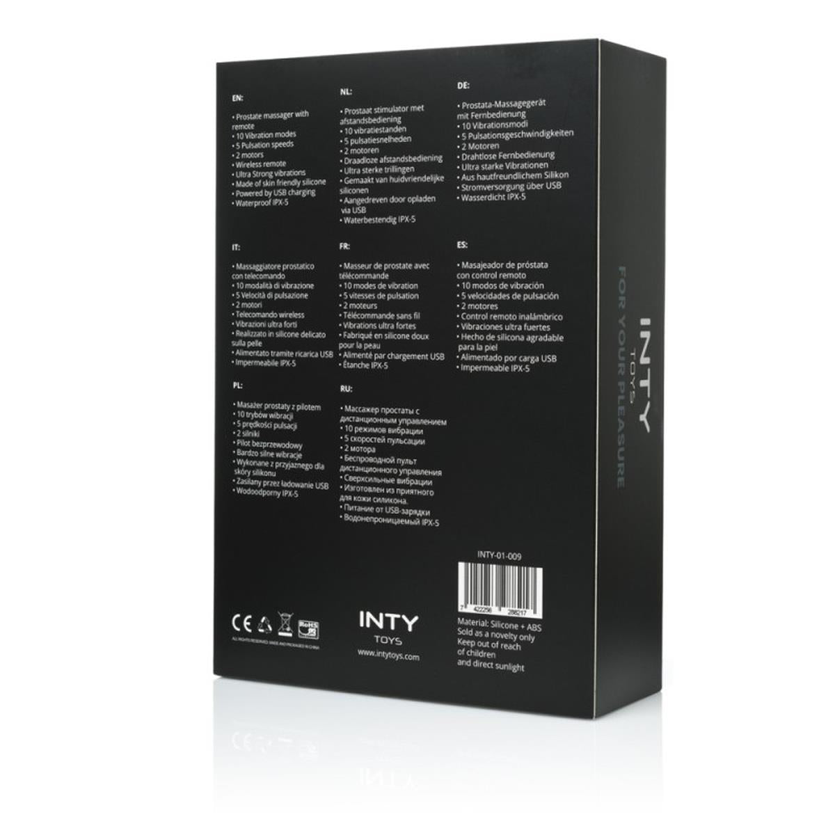 Masaj de prostată din silicon Rebel INTY Toys cu telecomandă USB, 10 moduri