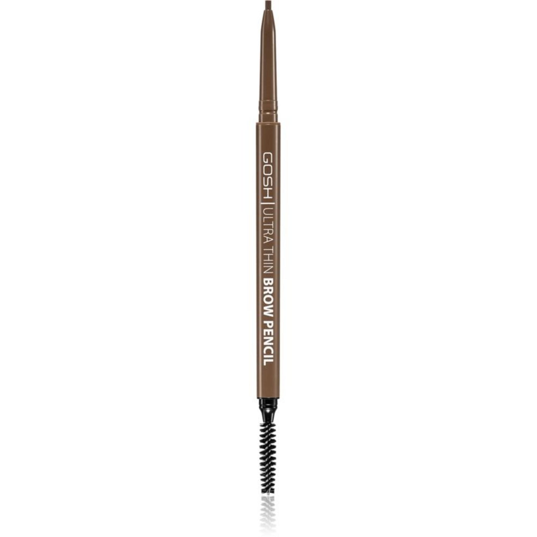 Gosh, Ultra Thin, Creion pentru sprâncene cu cremă și perie 2-în-1, 002, Gri maro, 0.09 g