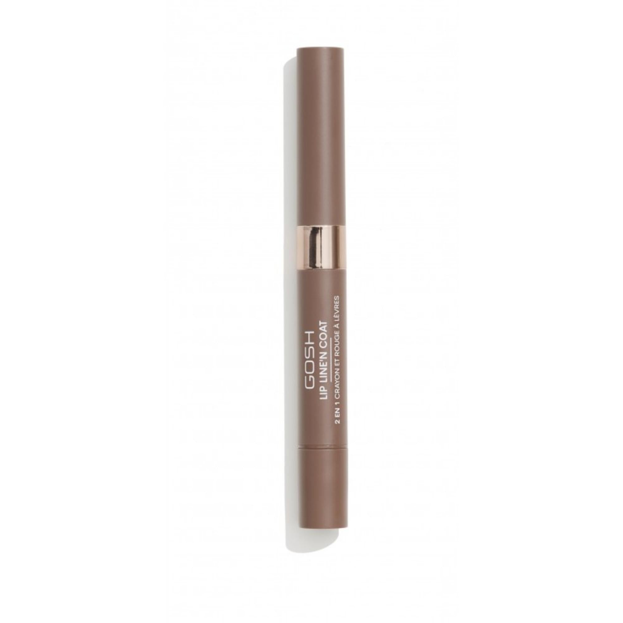 Gosh, Line'n Coat, Creion pentru buze și lac pentru buze 2 în 1, 005, Zahăr brun, 2 ml