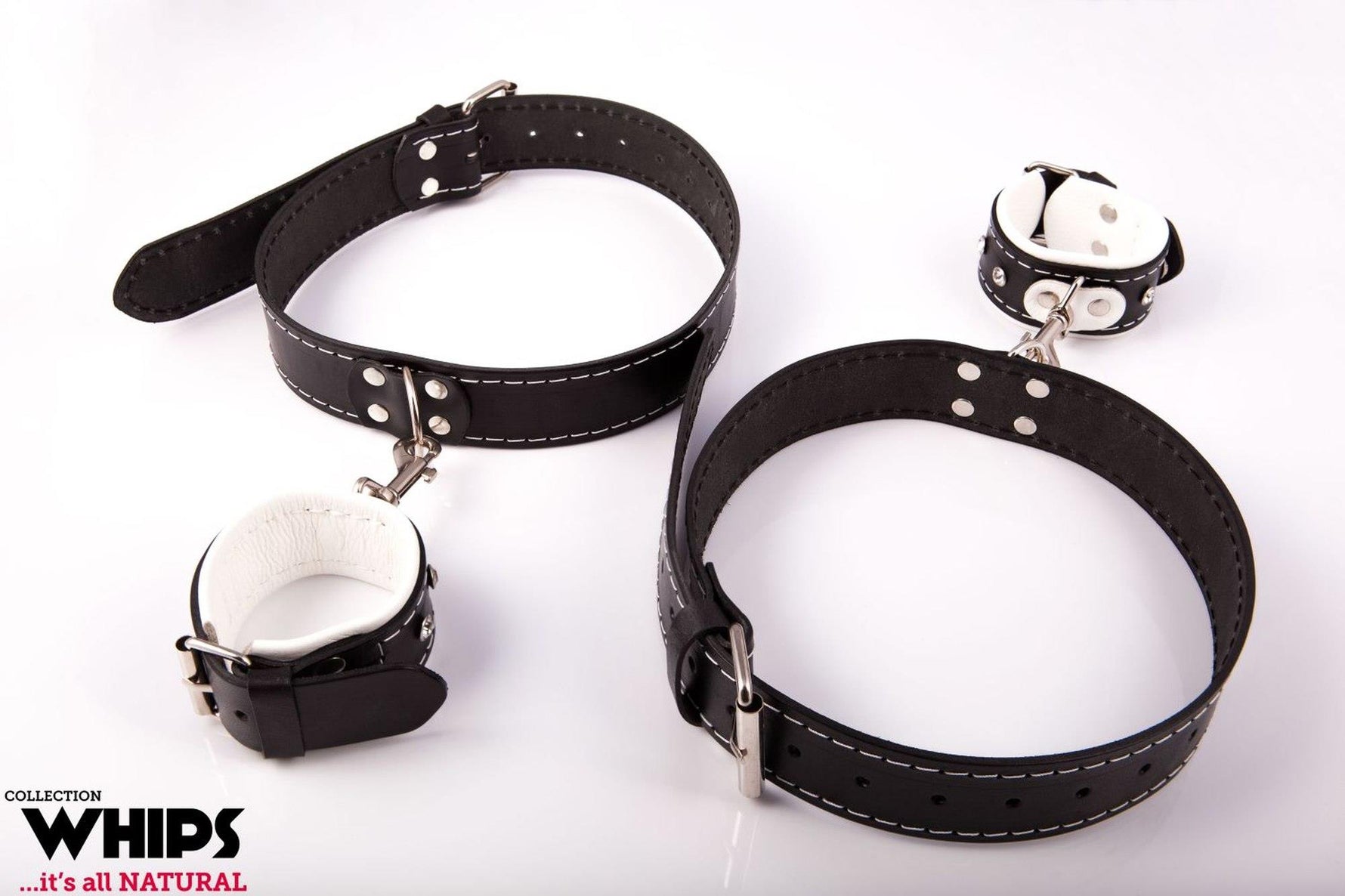 Ham de coapsă din piele Whips Collection, alb