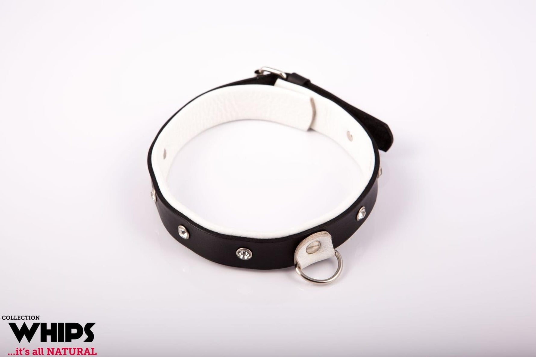 Guler pentru femei Whips Collection, alb mediu, piele, reglabil