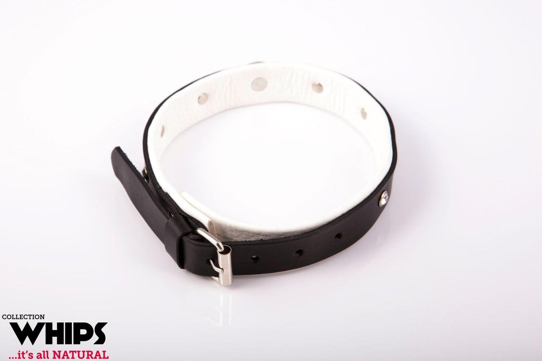 Guler pentru femei Whips Collection, alb mediu, piele, reglabil