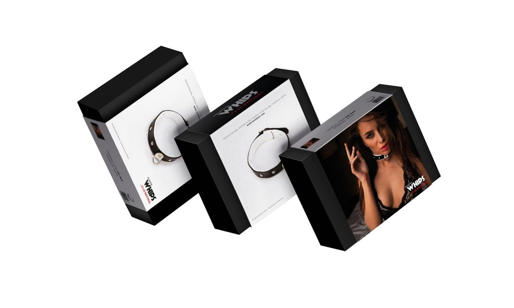 Guler pentru femei Whips Collection, alb mediu, piele, reglabil