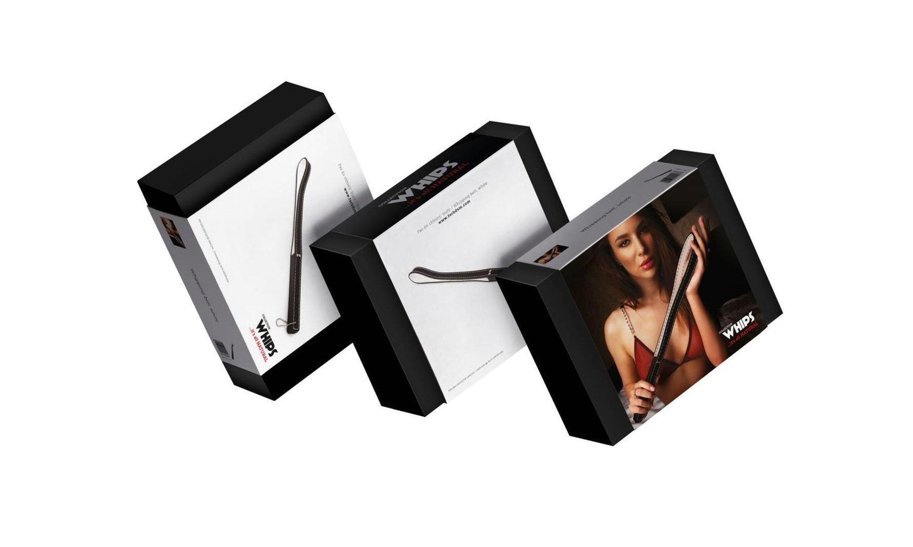 Curea de biciuire din piele Whips Collection, albă, 37 cm