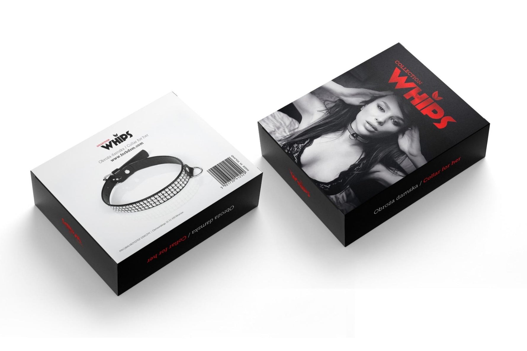 Guler Whips pentru femei, lăcuit cu cristale, negru, 2 cm