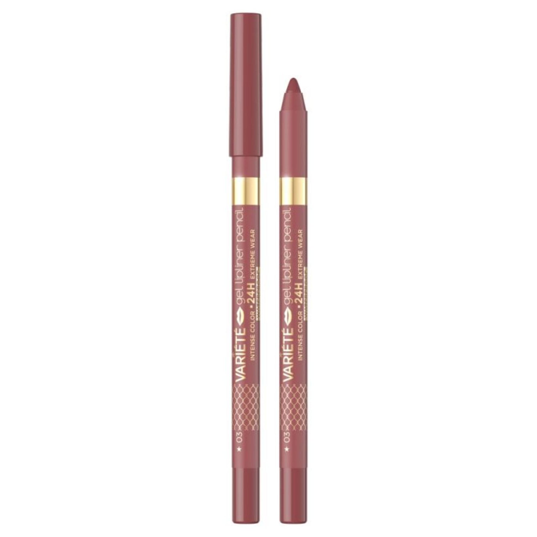 Eveline Cosmetics, Variete, Rezistent la apă, Gel, Creion de buze, 03, Trandafir prăfuit, 1.3 g