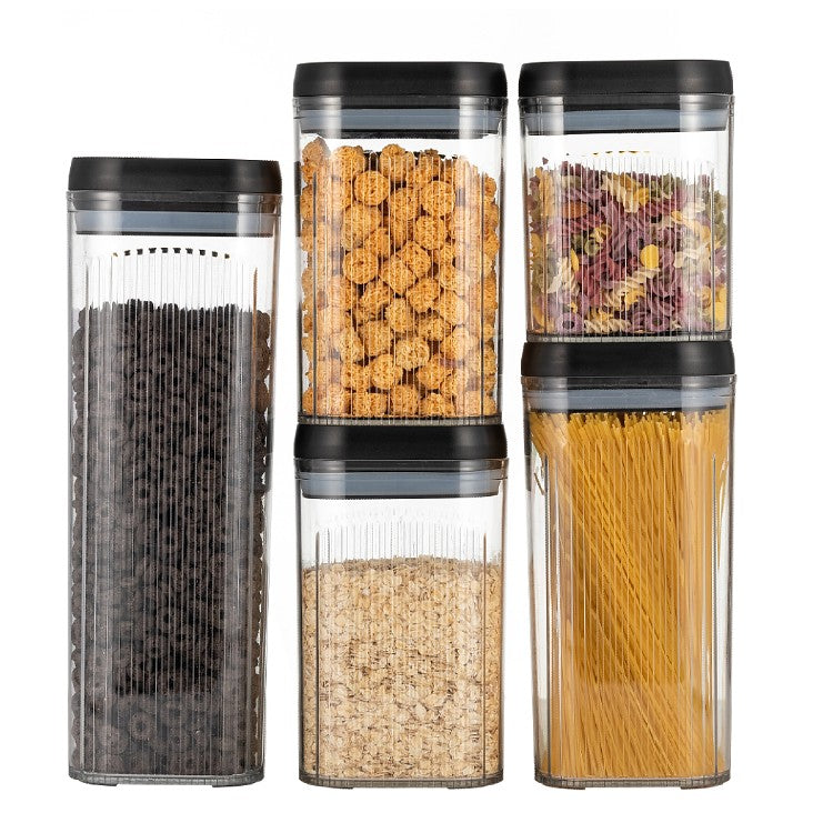 Cutii de Depozitare Alimente, Flippy, Set din 5 Cutii de tip Container, Recipiente pentru Cereale in Bucatarie,