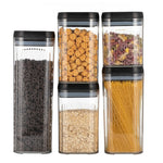 Cutii de Depozitare Alimente, Flippy, Set din 5 Cutii de tip Container, Recipiente pentru Cereale in Bucatarie,