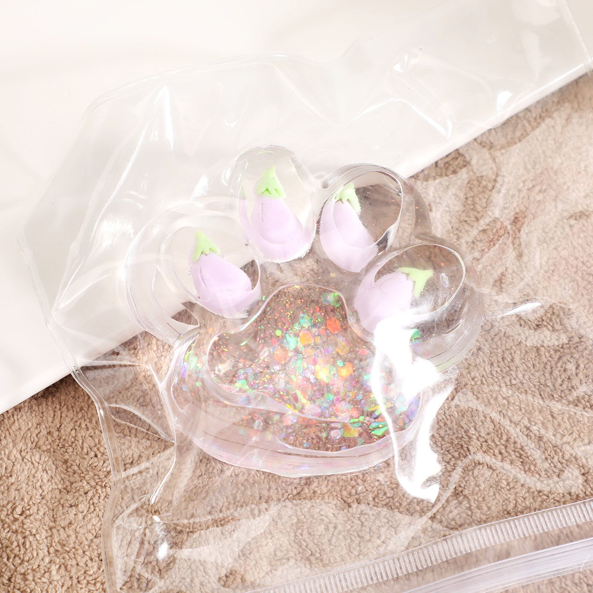 Jucarie Antistres Squishy, Flippy, cu Revenire Lenta, Model Cat Paw, Squeeze Pinch Family, 6.5 x 7 cm, din Tpr, 4-6