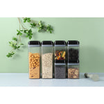 Set 6 Recipiente din Plastic, Flippy, pentru Alimente/Obiecte, Inchidere Ermetica, Textura Ondulata, 4 x 1.5l, 2 x