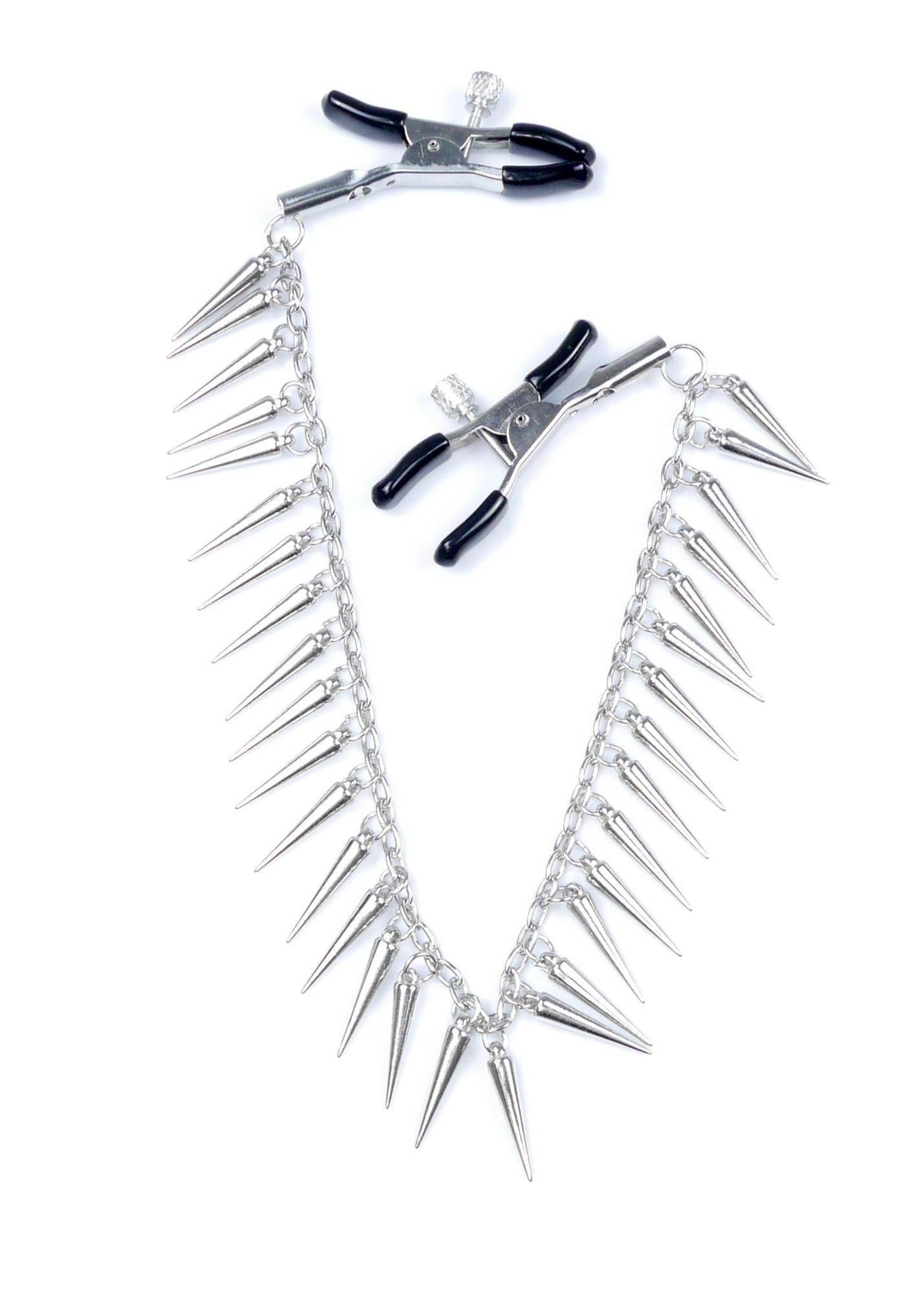 Cleme reglabile pentru mameloane Fetish seria B cu lanț 39 cm