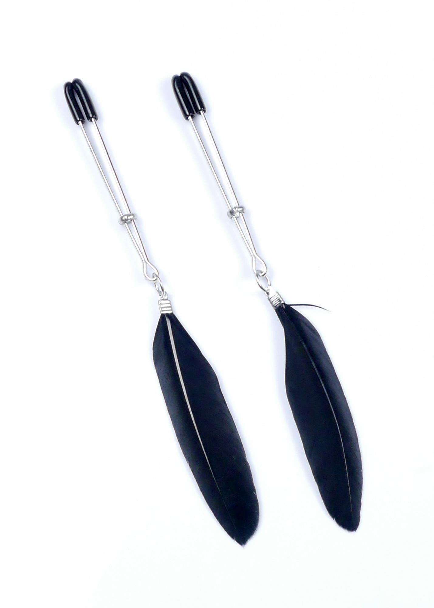 Cleme pentru mameloane cu pene reglabile exclusive Fetish seria B, 15 cm