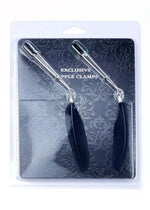 Cleme pentru mameloane cu pene reglabile exclusive Fetish seria B, 15 cm