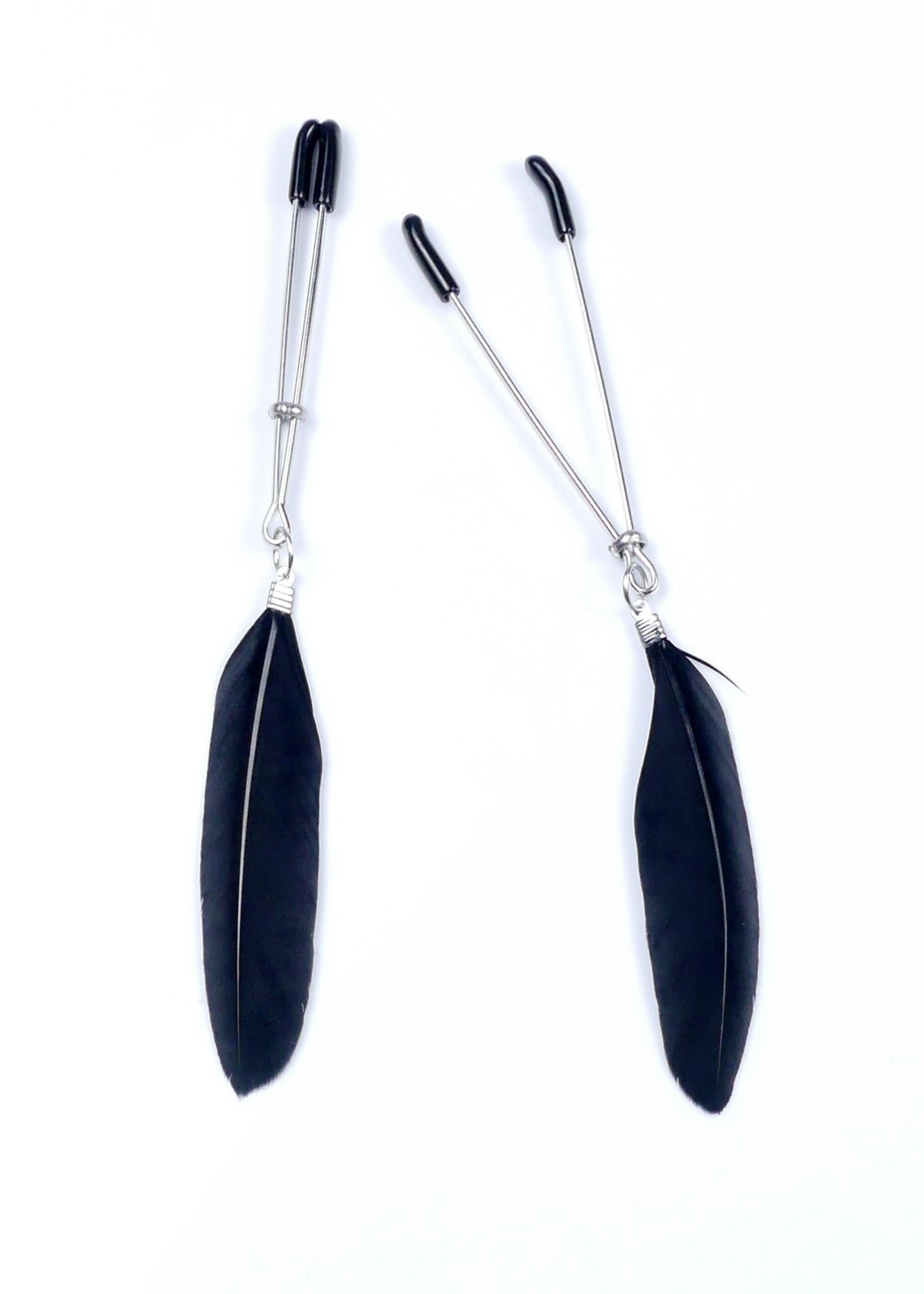 Cleme pentru mameloane cu pene reglabile exclusive Fetish seria B, 15 cm