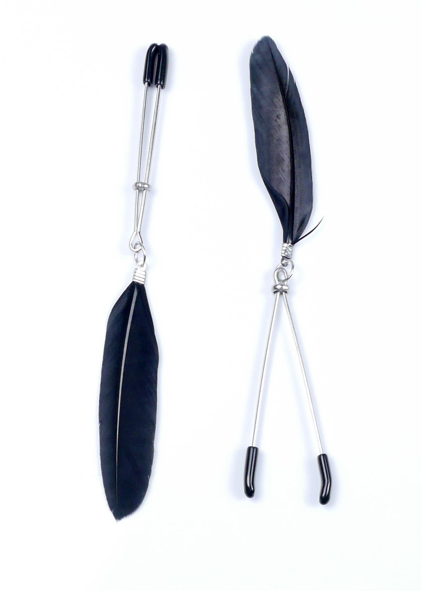Cleme pentru mameloane cu pene reglabile exclusive Fetish seria B, 15 cm