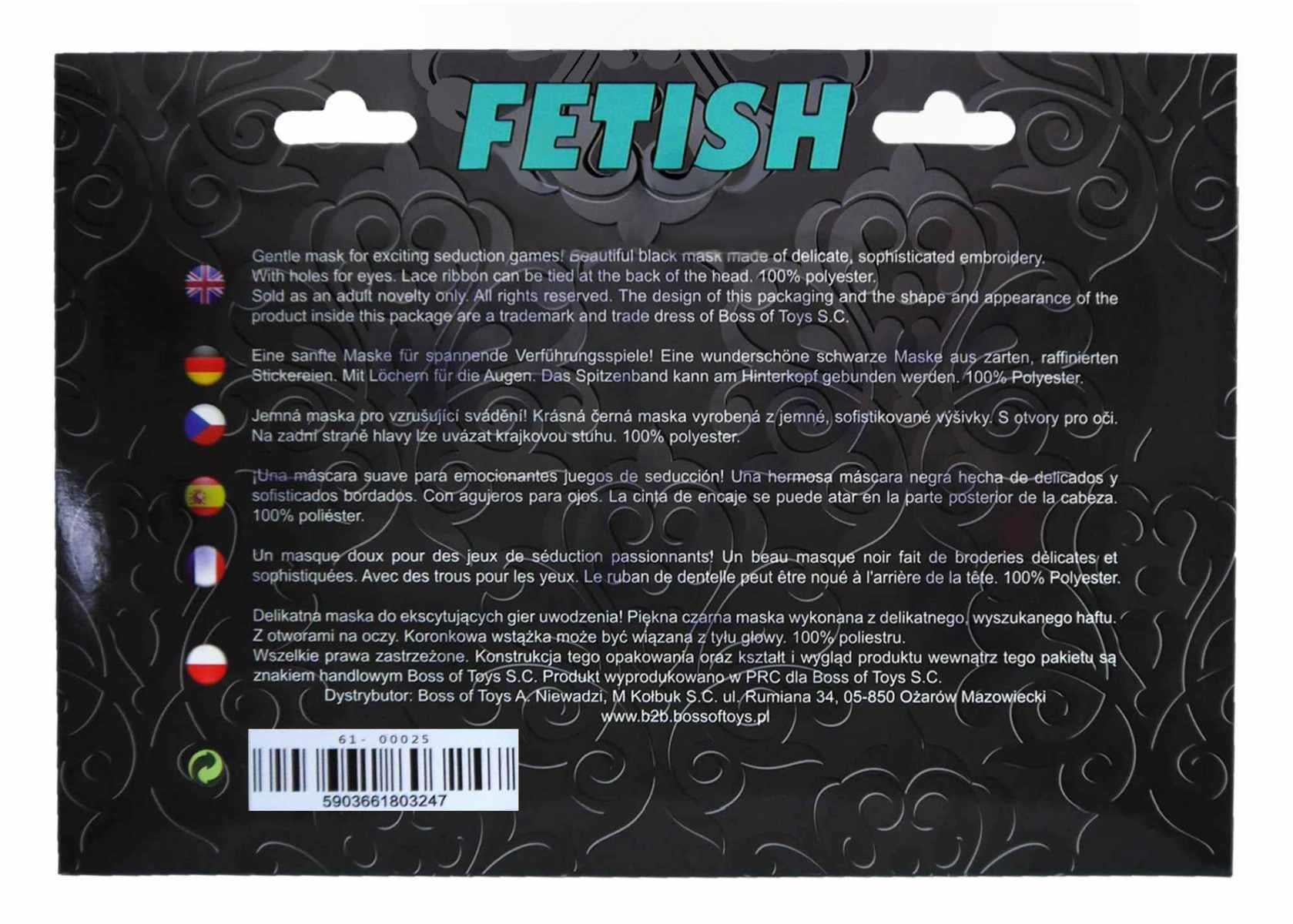 Mască de ochi Fetish seria B din satin roz