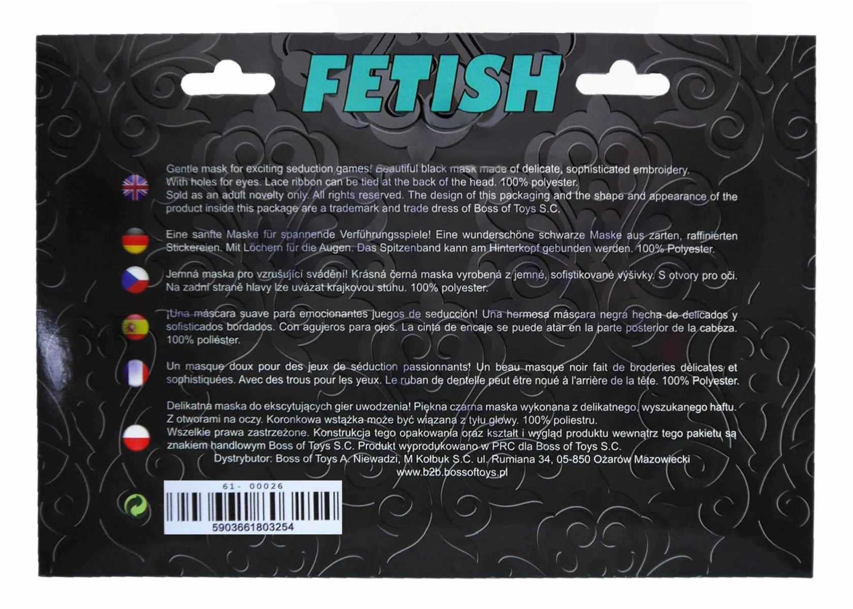 Mască de ochi Fetish seria B din satin roșu