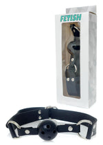 Fetish B Series Soft Ball Gag cu găuri, negru, reglabil, 3,3 cm