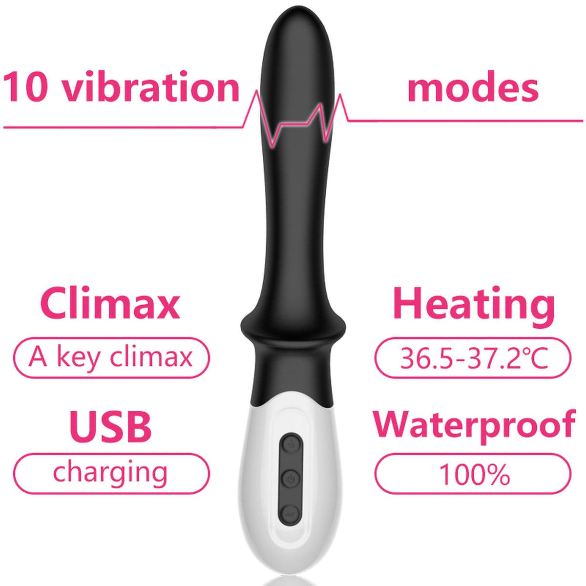Vibrator pentru prostată și punct G din silicon încălzit Fox USB seria B