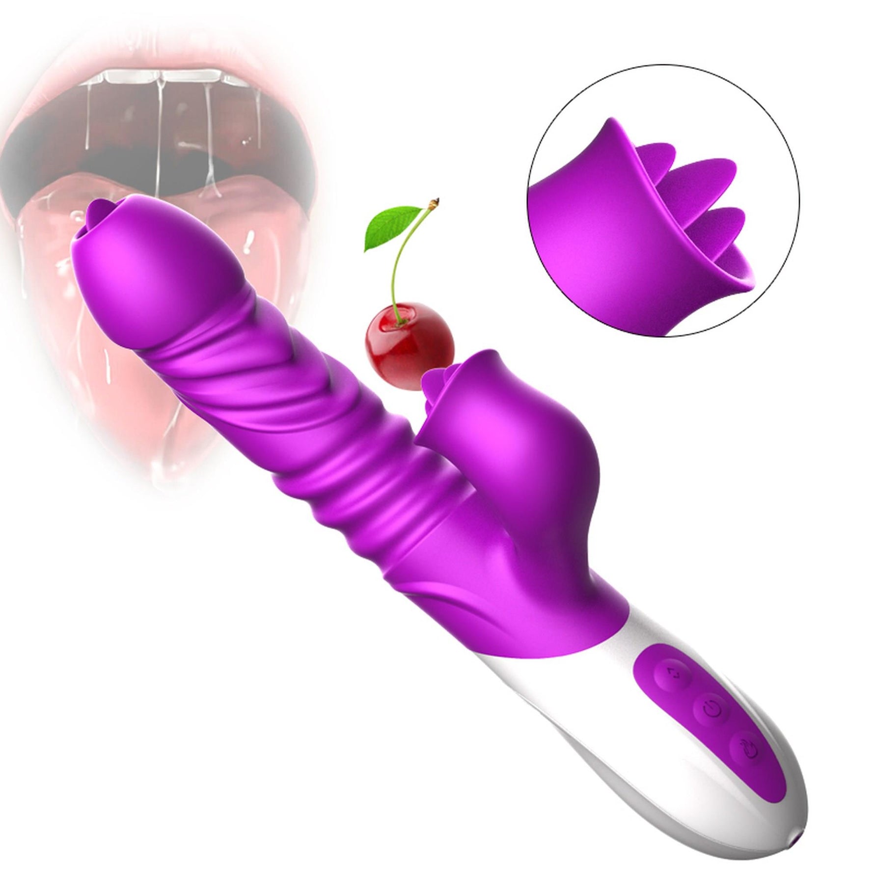 Vibrator USB din silicon cu 10 funcții, împingere și încălzire