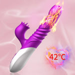 Vibrator USB din silicon cu 10 funcții, împingere și încălzire