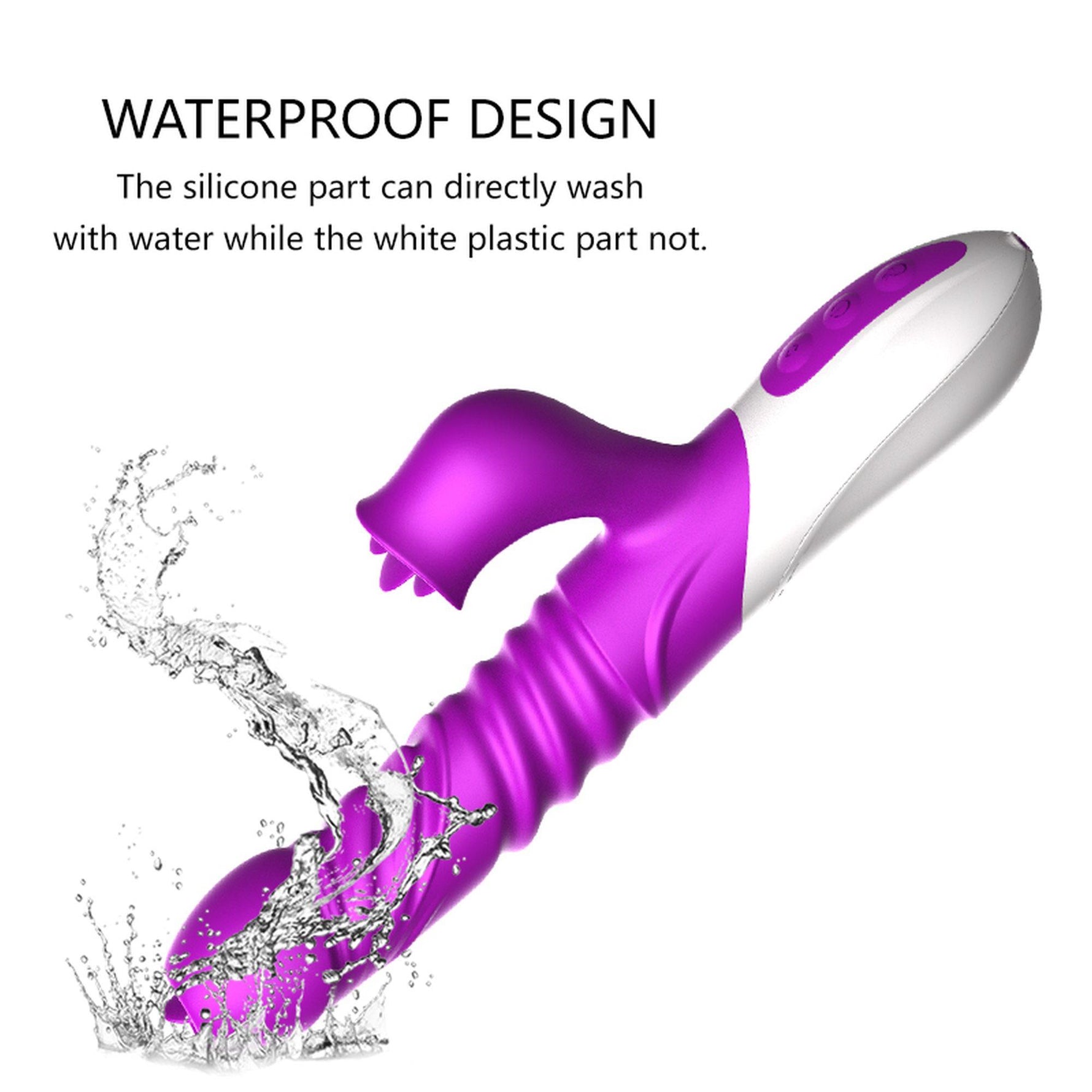 Vibrator USB din silicon cu 10 funcții, împingere și încălzire